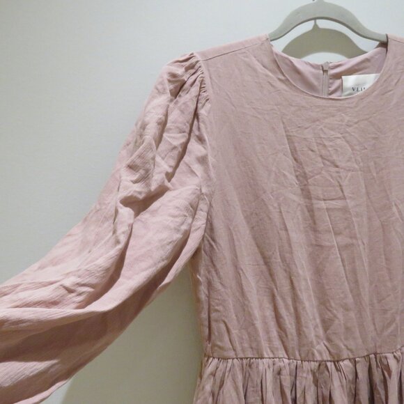 VEILED NEW YORK Balloon Sleeve Maxi Modest Dress Blush Medium Tall Wedding Abaya - Picture 5 of 15